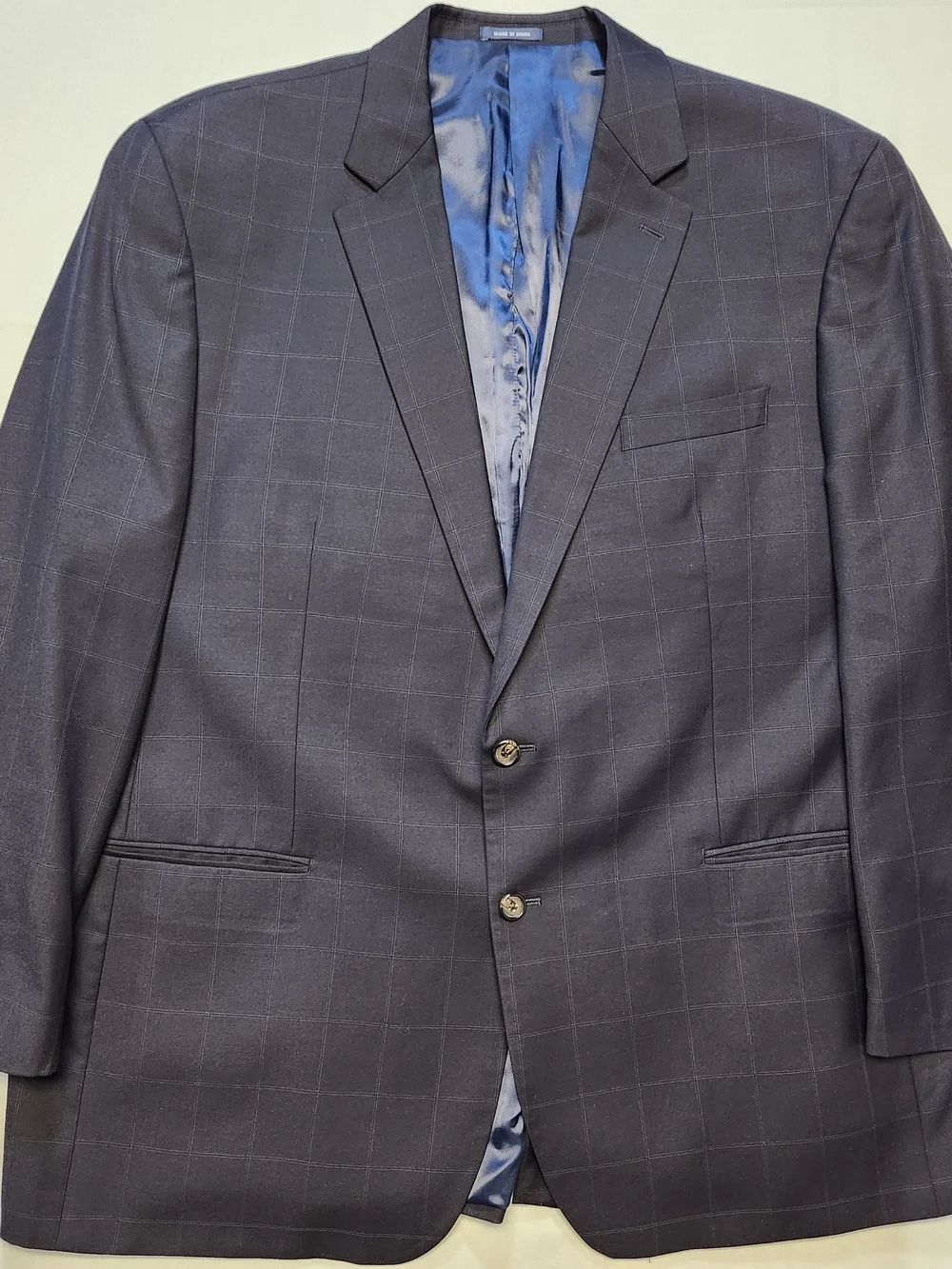 Ralph Lauren 100% Wool RRL Windowpane Blazer Sport Coat Men 50L Navy Blue EUC